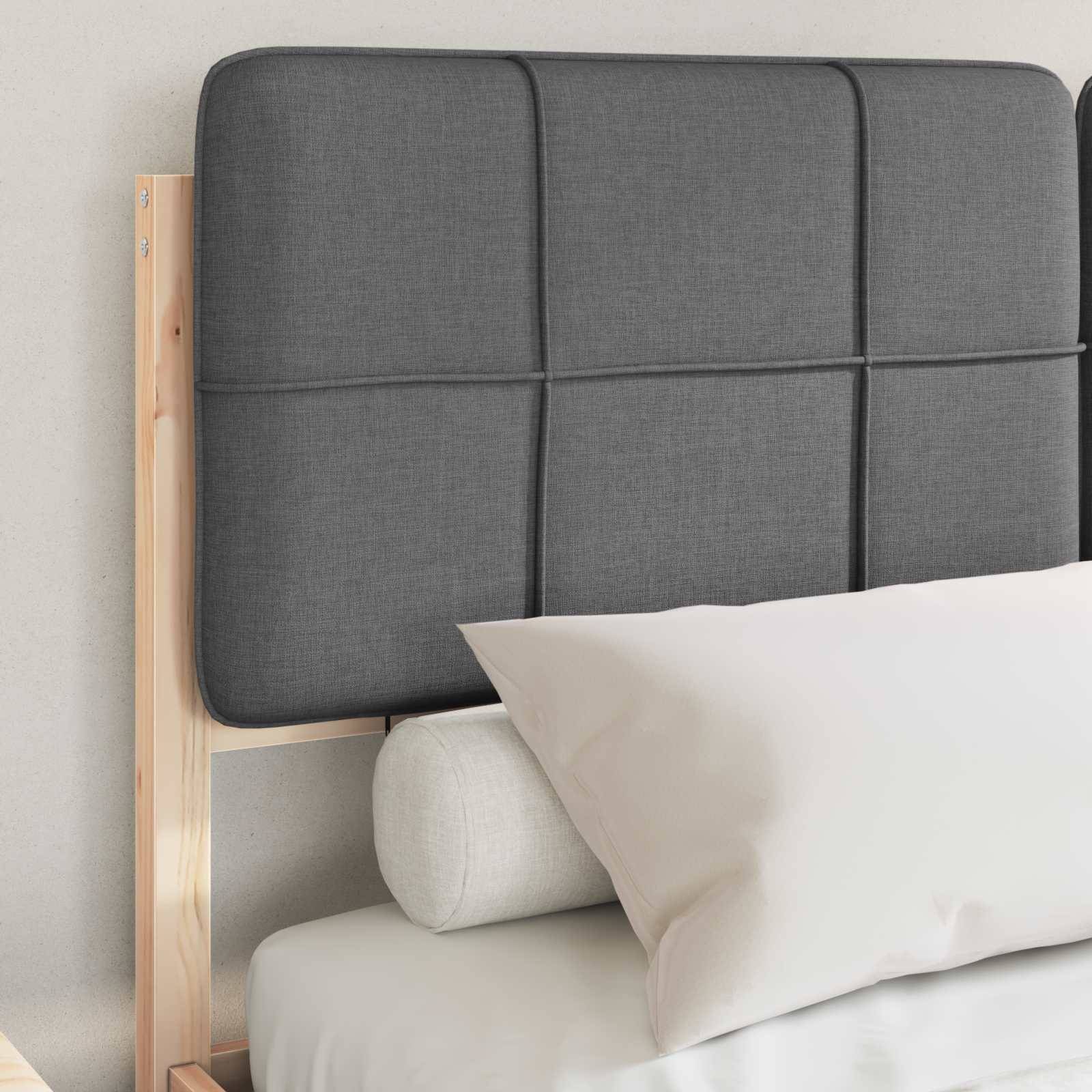 vidaXL Bettgestell mit gepolstertem Kopfteil Dunkelgrau 140 x 190 cm