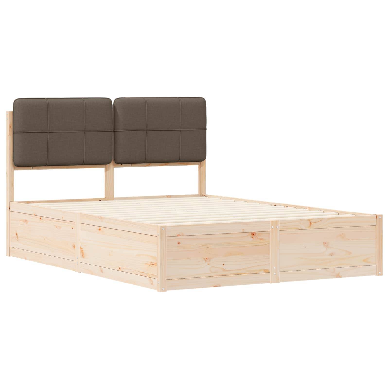 vidaXL Bettgestell mit gepolstertem Kopfteil Taupe 135 x 190 cm