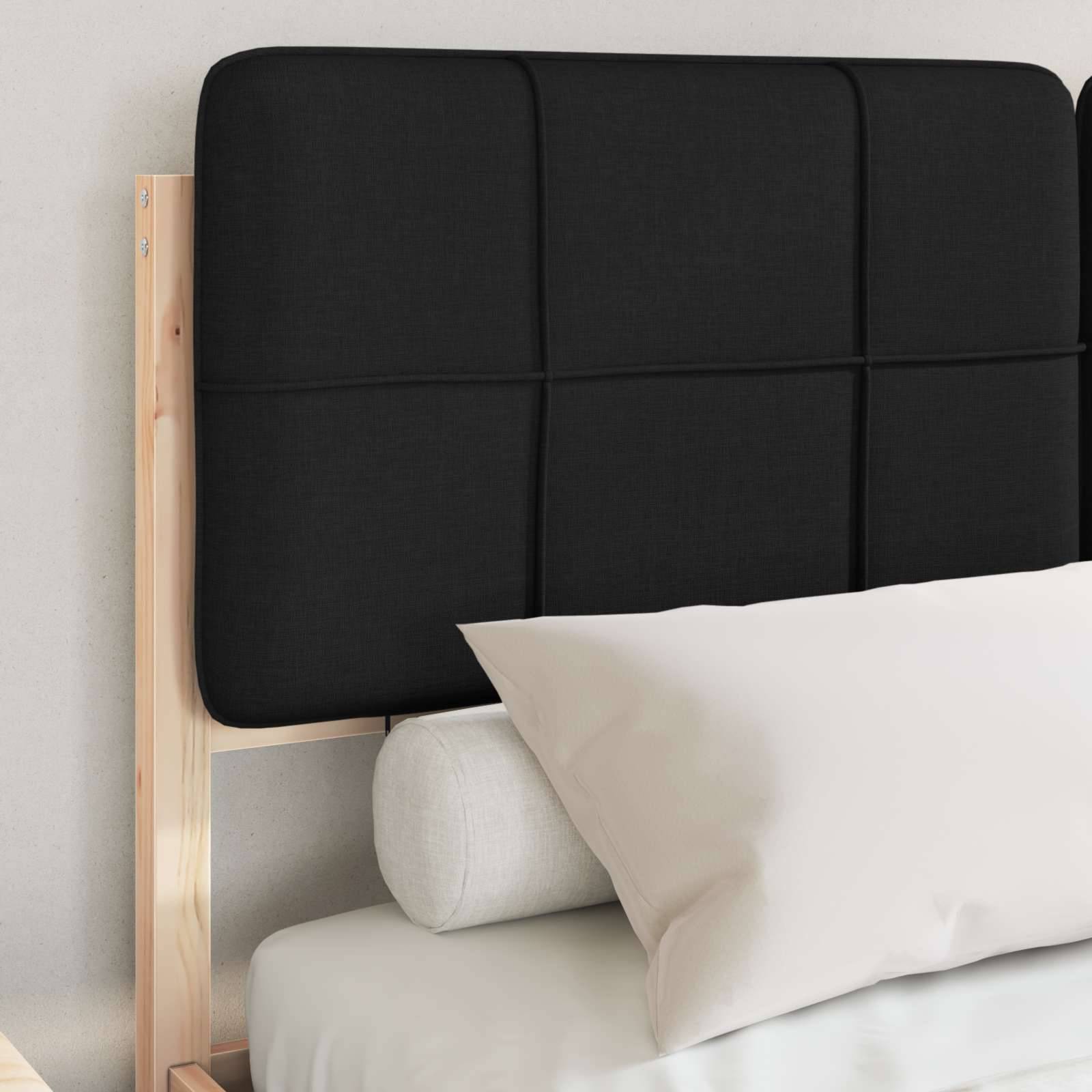 vidaXL Bettgestell mit gepolstertem Kopfteil Schwarz 135 x 190 cm