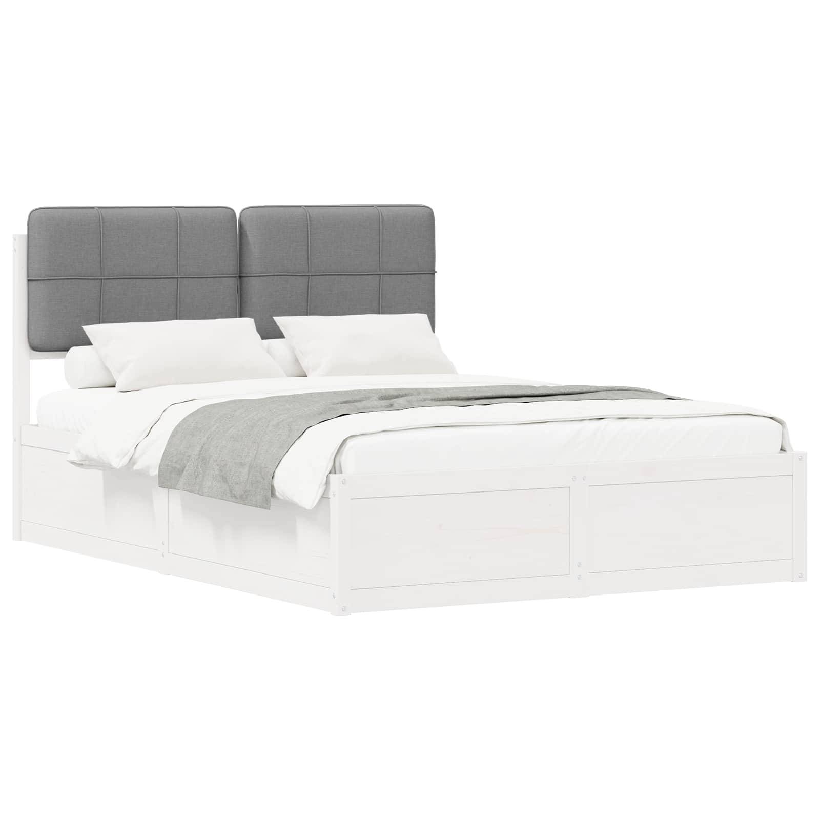 vidaXL Bettgestell mit gepolstertem Kopfteil Hellgrau 140 x 190 cm