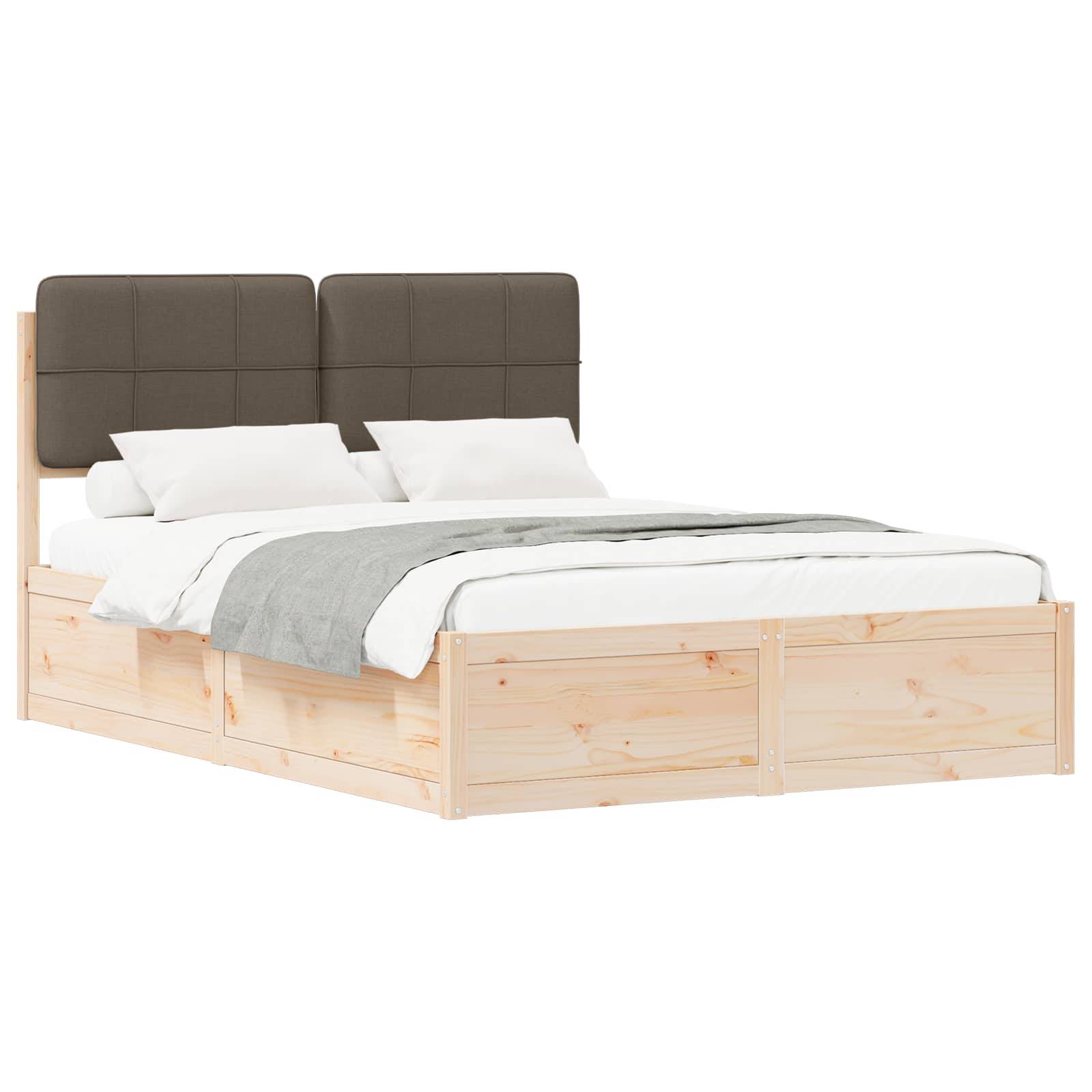 vidaXL Bettgestell mit gepolstertem Kopfteil Taupe 140 x 190 cm