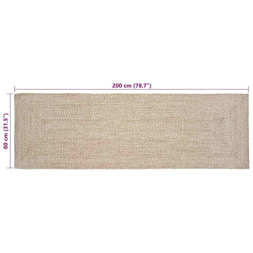 vidaXL Bereichsteppiche Natürlich und Weiß 80 x 200 cm Jute