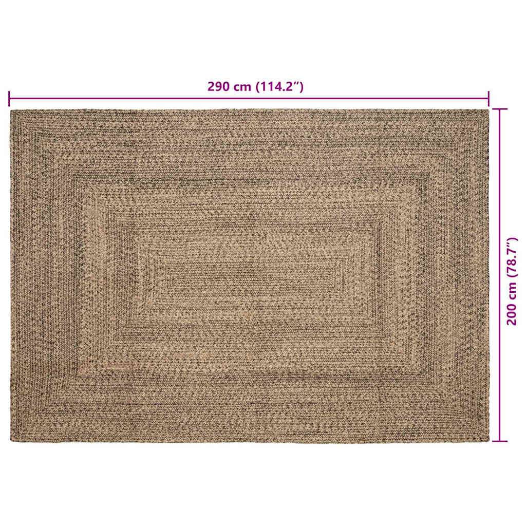 vidaXL Bereichsteppiche Natürlich und Schwarz 200 x 290 cm Jute