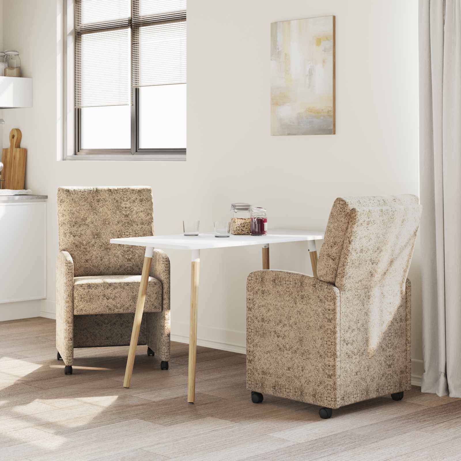 vidaXL Esszimmerstühle mit Rollen 2 pcs Hellgrau 58 x 67 x 97 cm