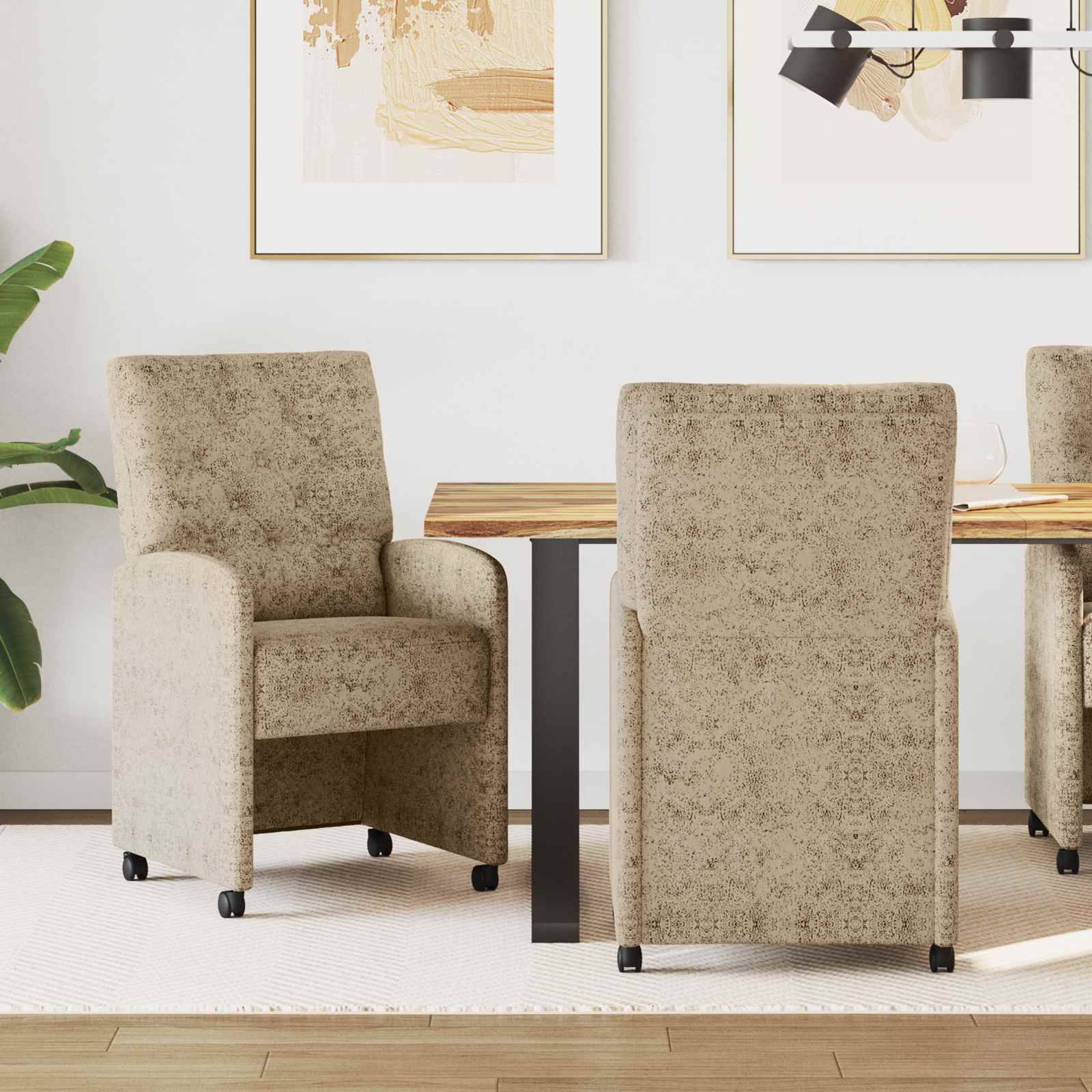 vidaXL Esszimmerstühle mit Rollen 2 pcs Hellgrau 58 x 67 x 97 cm
