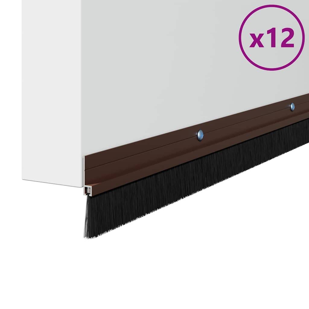 vidaXL Aufsteck Türbürstendichtungen 12 pcs Braun 100 cm