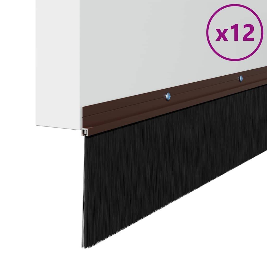 vidaXL Aufsteck Türbürstendichtungen 12 pcs Braun 100 cm