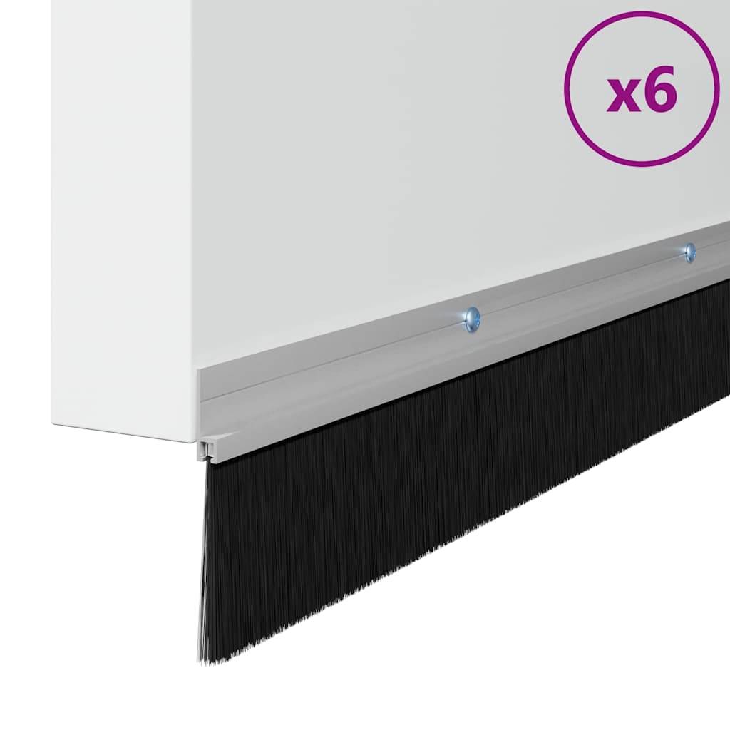 vidaXL Aufsteck Türbürstendichtungen 6 pcs Silber 100 cm