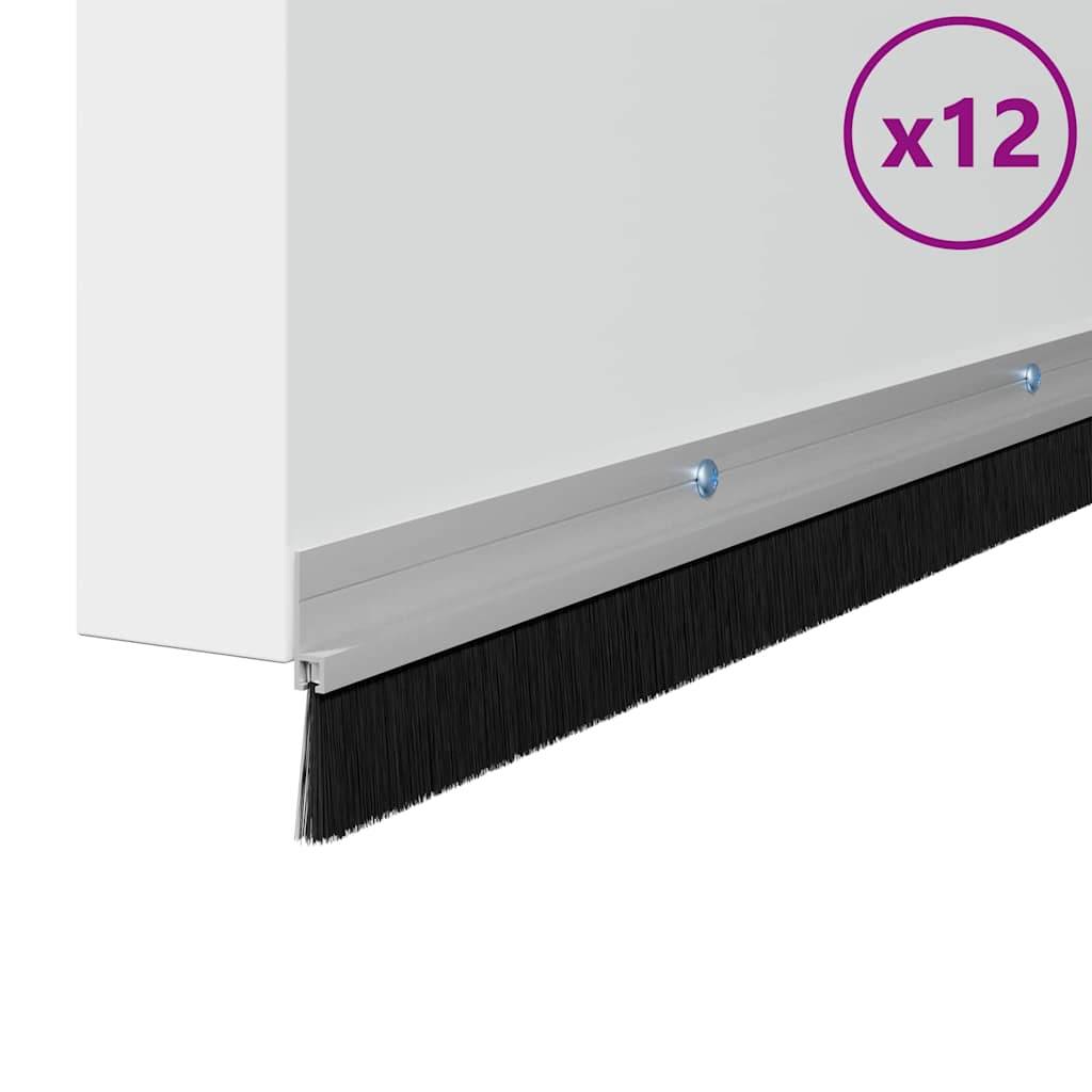vidaXL Aufsteck Türbürstendichtungen 12 pcs Silber 100 cm