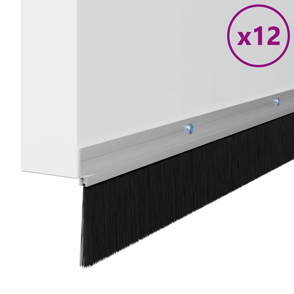 vidaXL Aufsteck Türbürstendichtungen 12 pcs Silber 100 cm