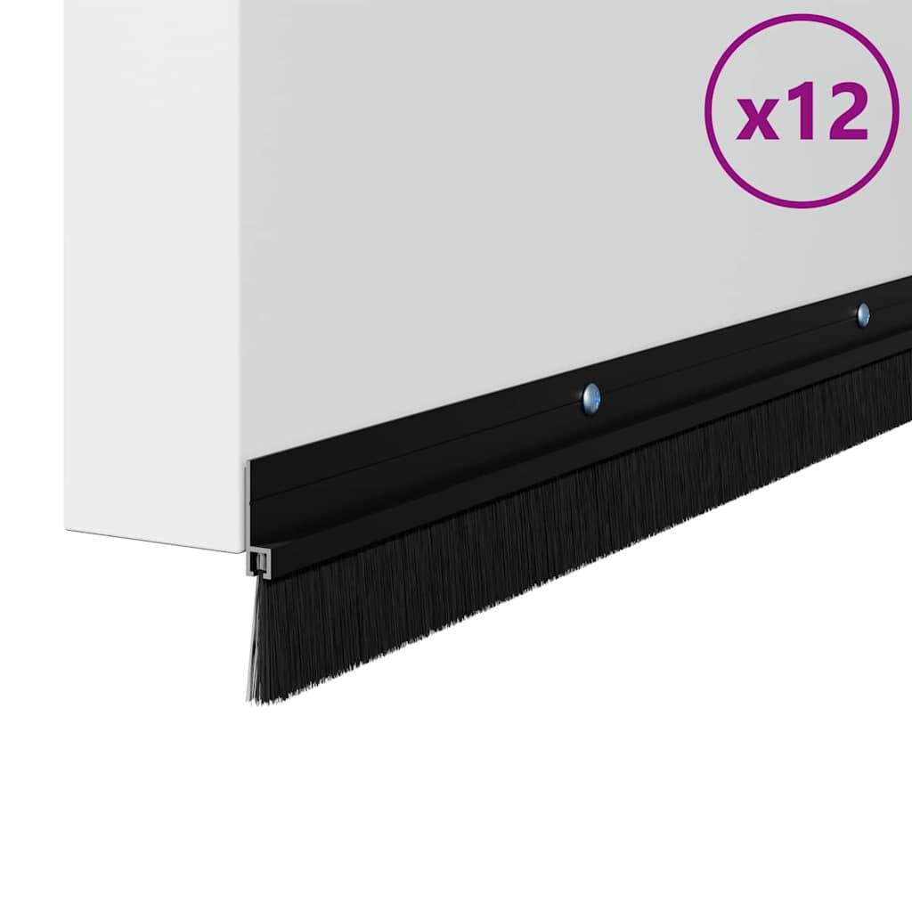 vidaXL Aufsteck Türbürstendichtungen 12 pcs Schwarz 100 cm