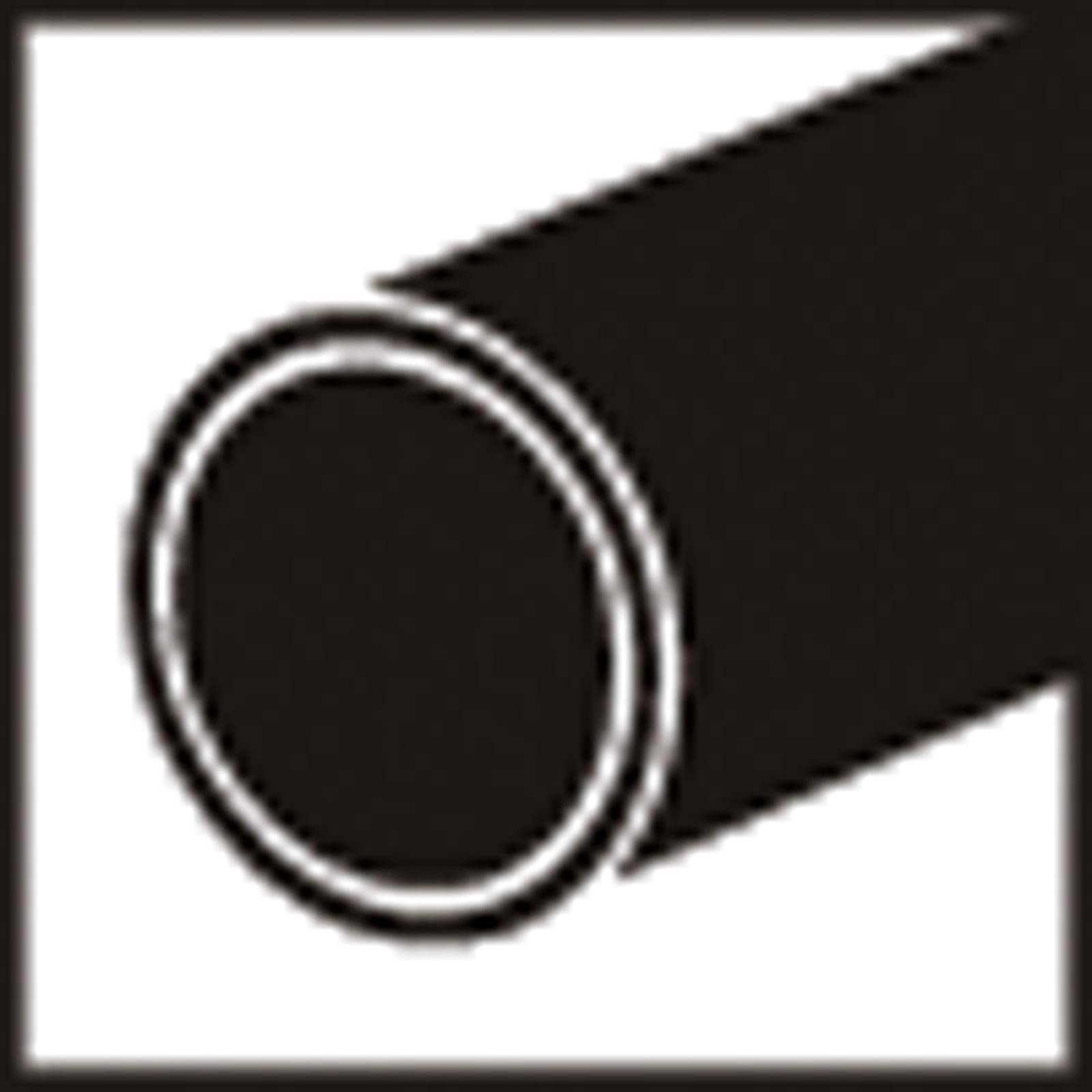Ein einfaches Schwarz-Weiß-Symbol, das eine zylindrische Röhre zeigt, die sich diagonal von oben links nach unten rechts auf einem quadratischen Hintergrund erstreckt.