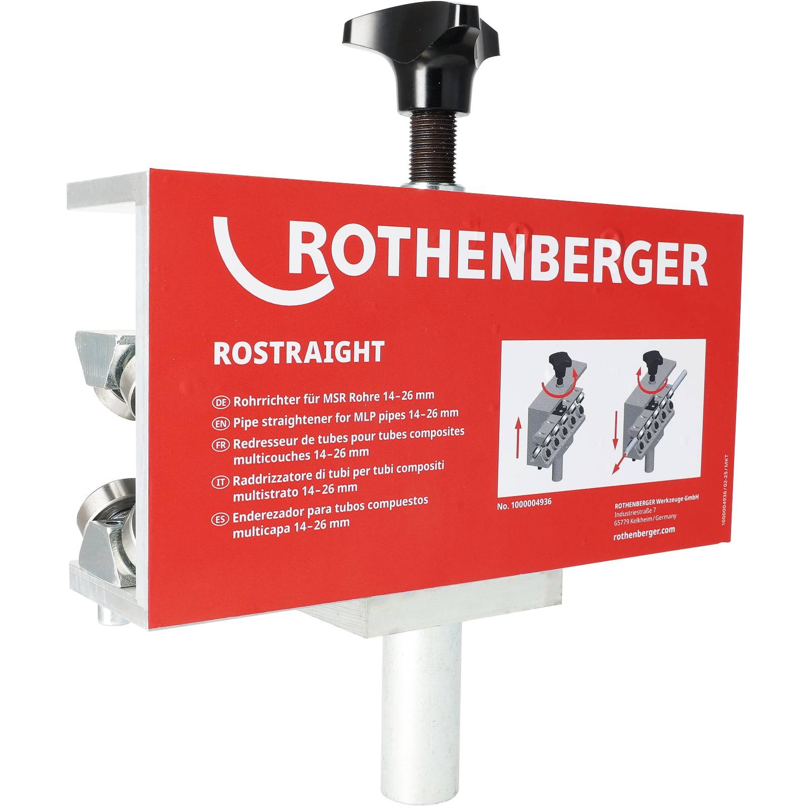 Rohrbiegemaschine von Rothenberger, mit der Bezeichnung „Rostraight