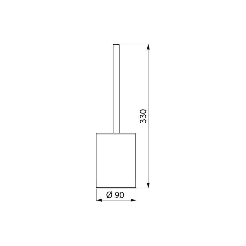 Technische Zeichnung eines zylindrischen Objekts mit einem Durchmesser von 90 Einheiten und einer Höhe von 330 Einheiten.
