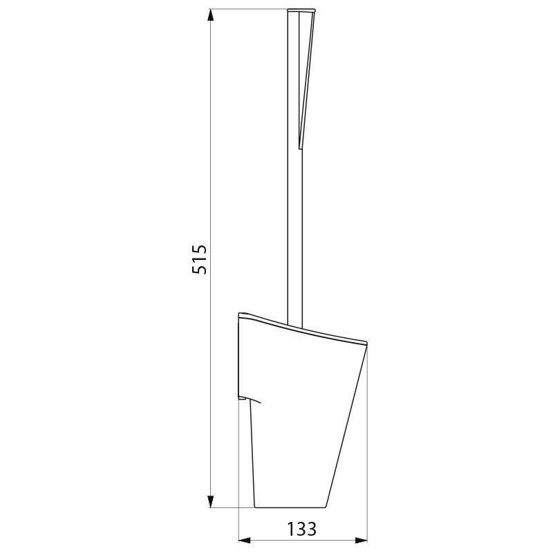 Eine technische Zeichnung eines hohen, konischen Objekts mit Dimensionen: 515 Höhe, 133 Breite.