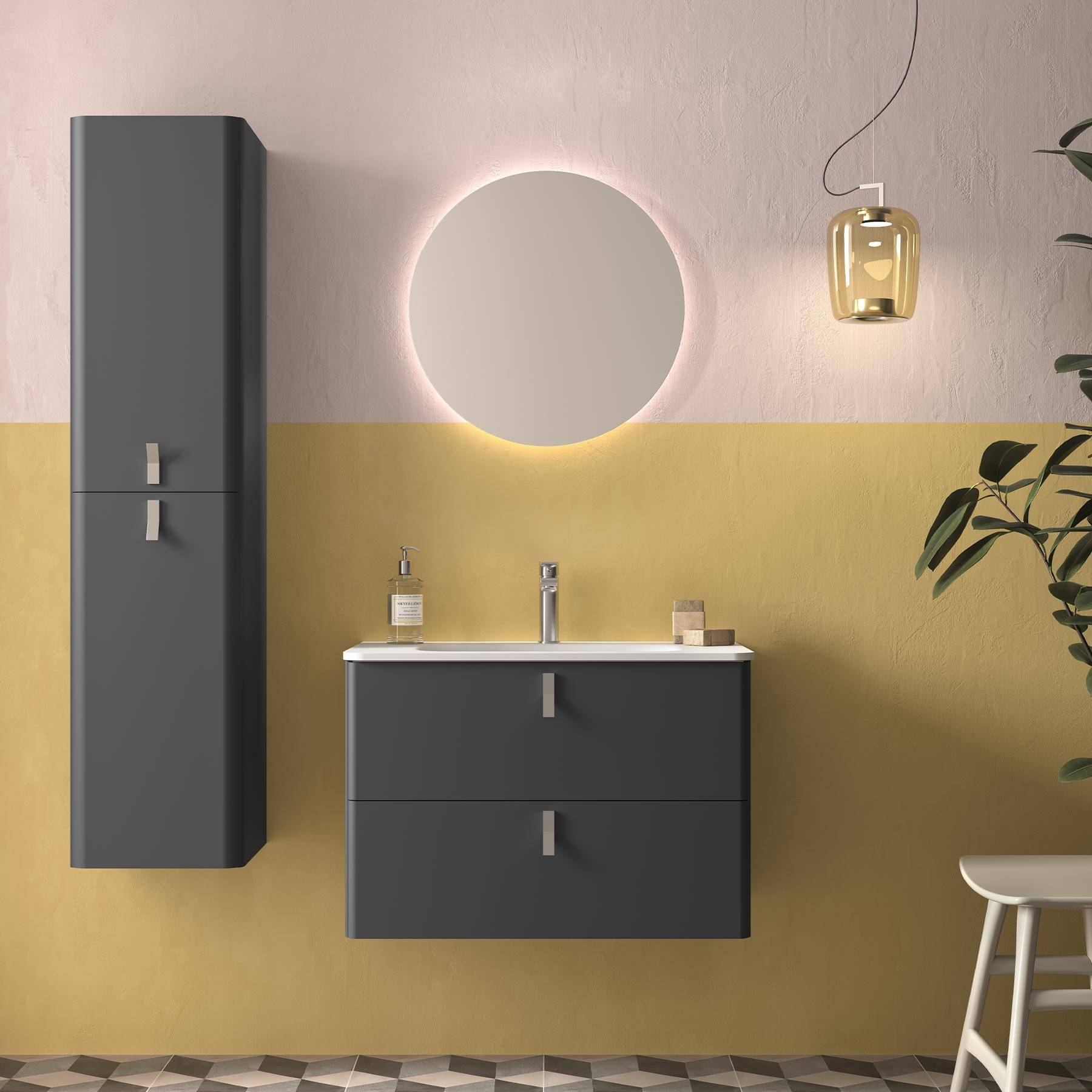 Salgar Schrank wandhängend UNIIQ 800 2 Schubladen mit Softeinzug ANTHRAZITGRAU MATT 797 x 540 x 450 mm