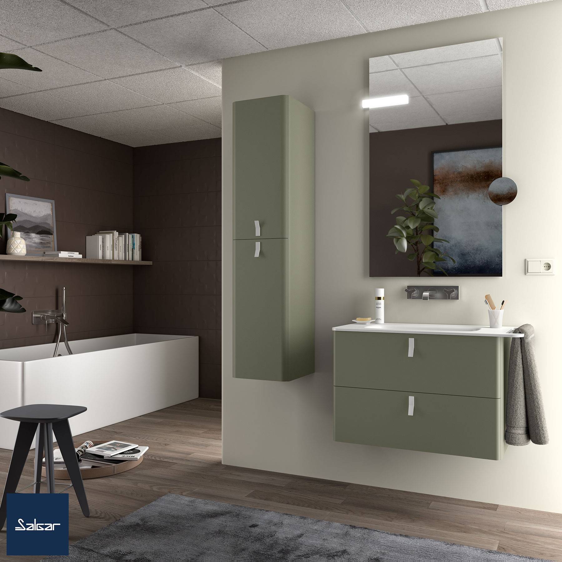 Salgar Schrank wandhängend UNIIQ 800 2 Schubladen mit Softeinzug BOSQUE 797 x 540 x 450 mm