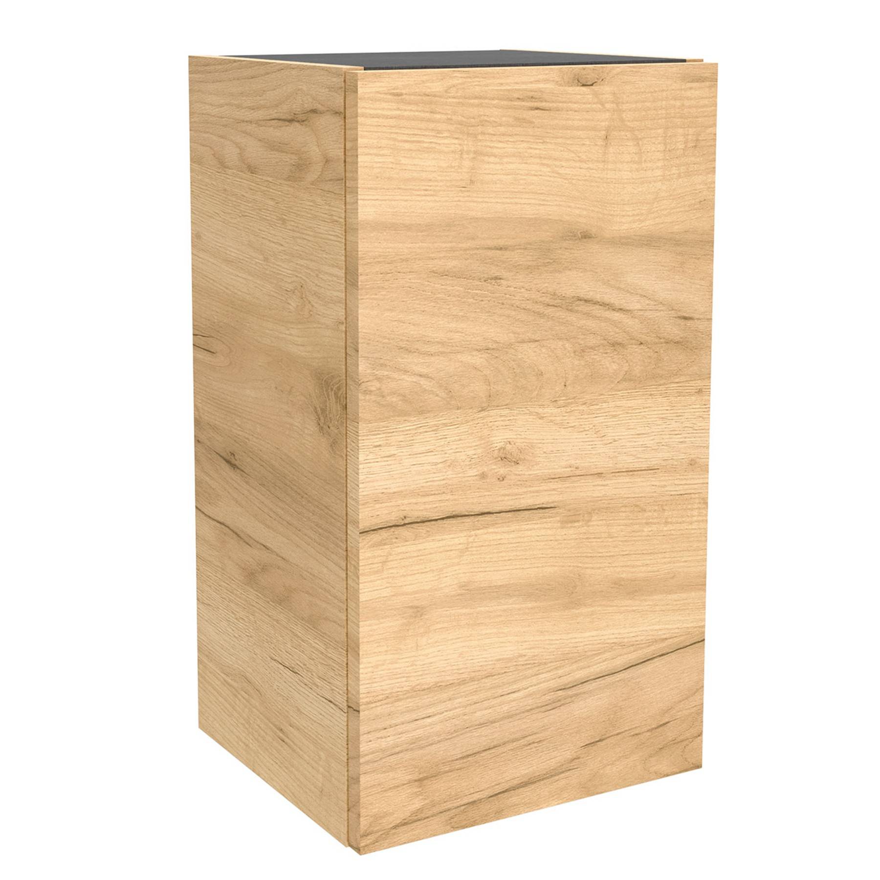 Rechteckiger Holzsockel mit natürlicher Oberfläche, verwendet als Präsentationsständer oder Möbelstück, vor weißem Hintergrund.