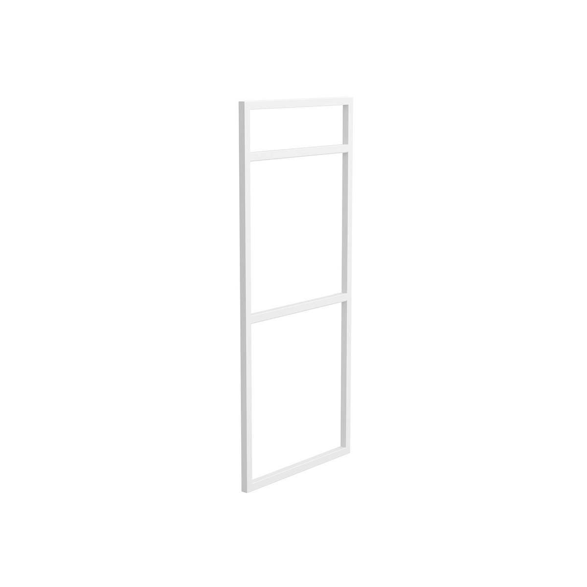 Weißes rechteckiges Fenster- oder Türrahmen-Panel auf einfachem weißem Hintergrund, perspektivisch dargestellt mit zwei horizontalen Querbalken.