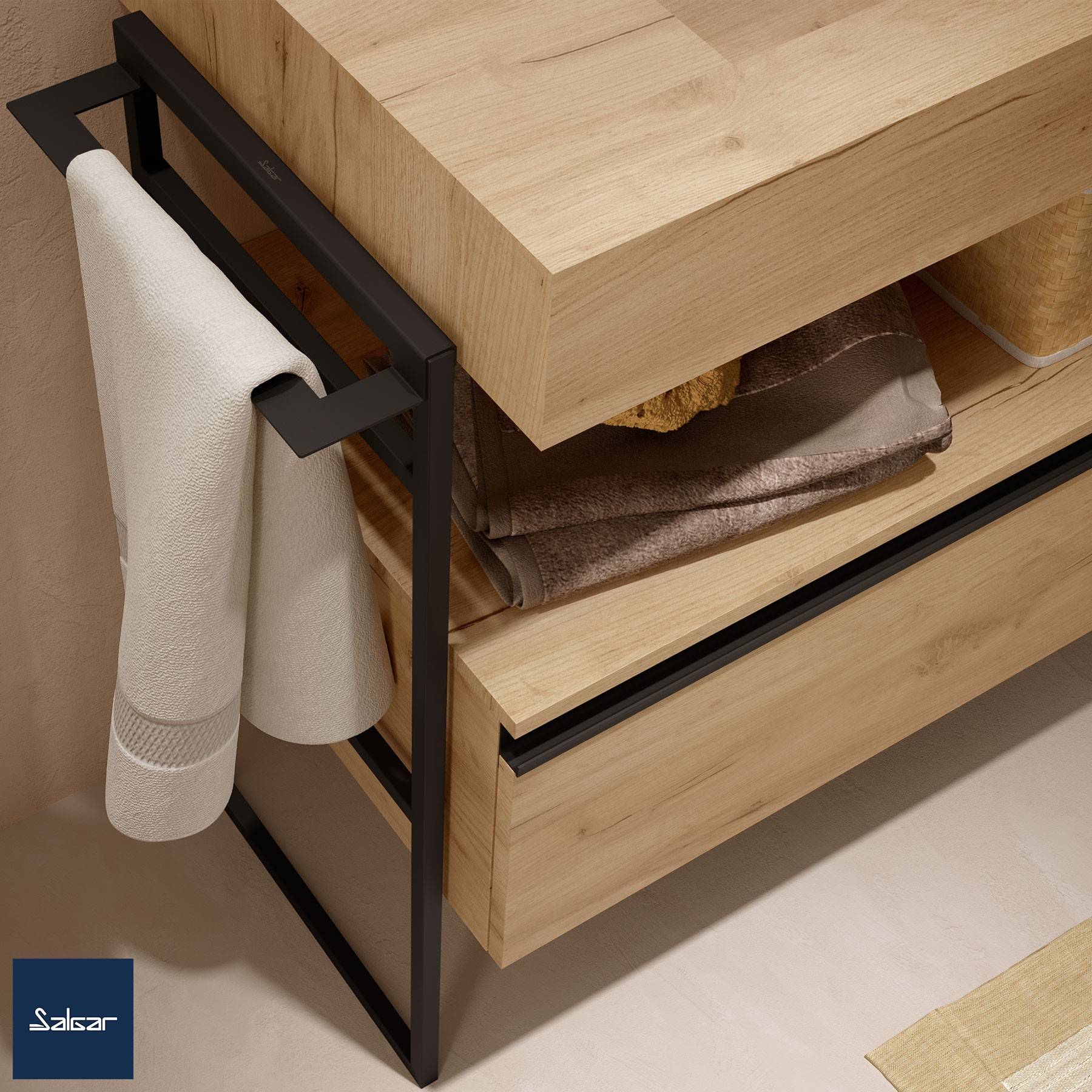 Salgar Metallgestell LLOYD NIEDRIG für Schränke und Strukturen Compakt MATT SCHWARZ 333 x 16 x 475 mm