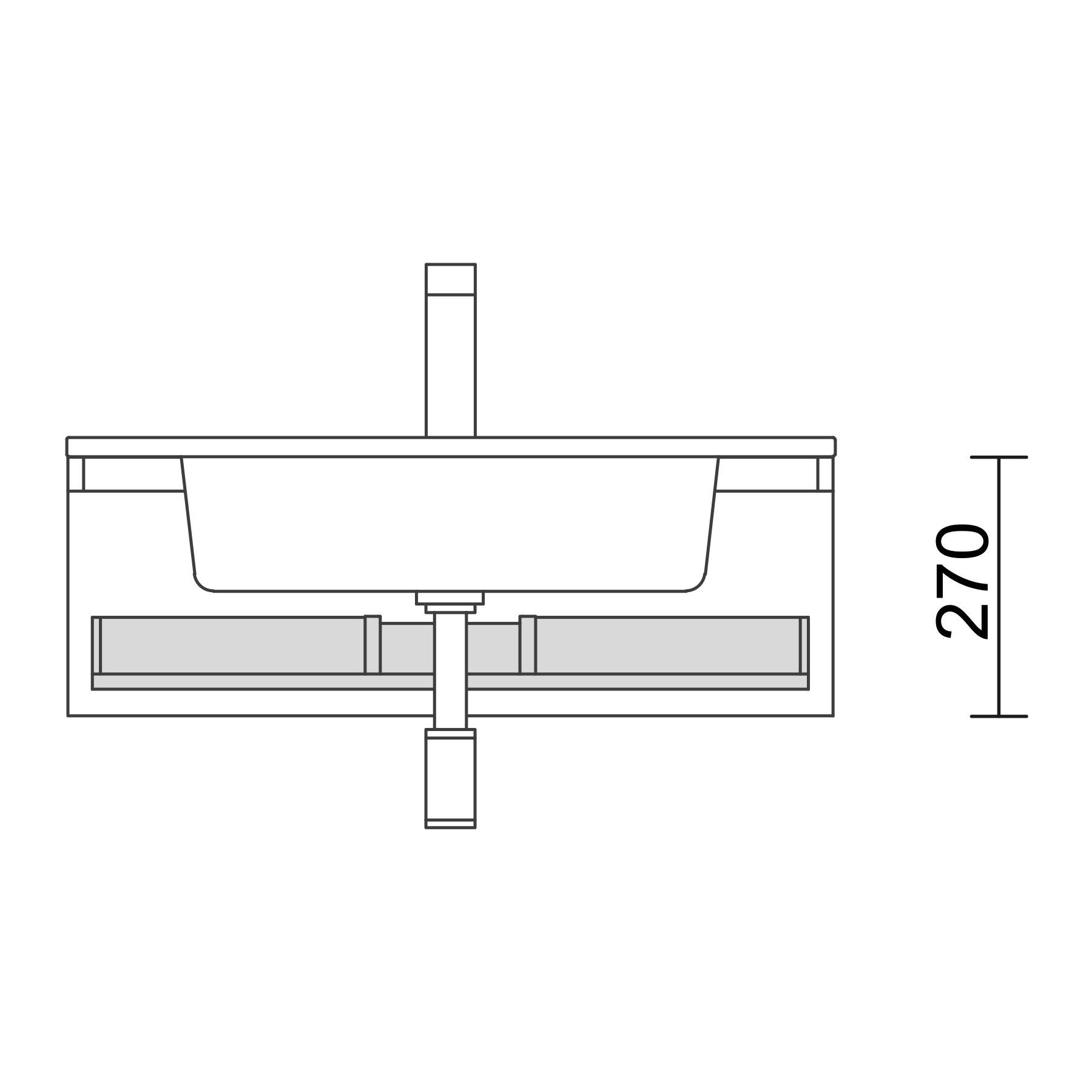 Salgar Obere Schudable für WTU 800 mm mit siphonausschnitt, Tiefe 45 750 x 90 x 350 mm