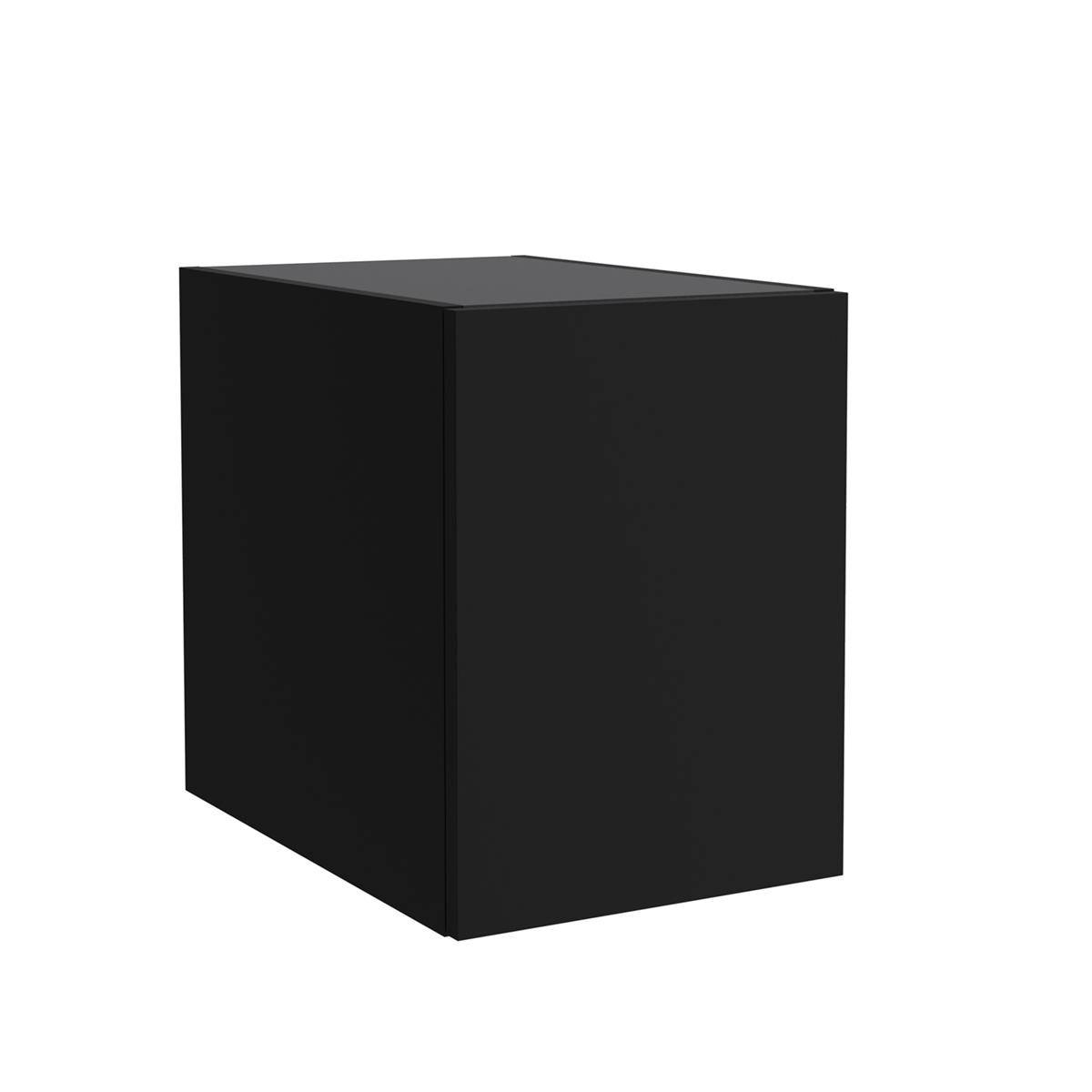 Eine schlichte schwarze rechteckige Kiste oder ein Schrank, der 3D auf weißem Hintergrund dargestellt ist.