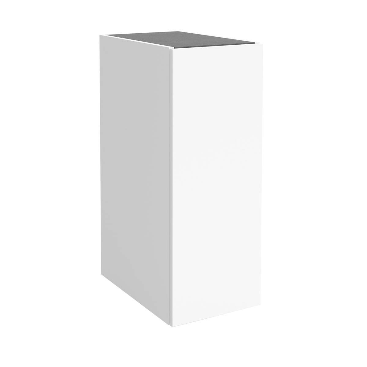 Ein einfacher weißer rechteckiger Kasten oder Podest auf weißem Hintergrund, dargestellt in 3D mit einer hellgrauen Seitenfläche und einer dunkelgrauen Oberseite.