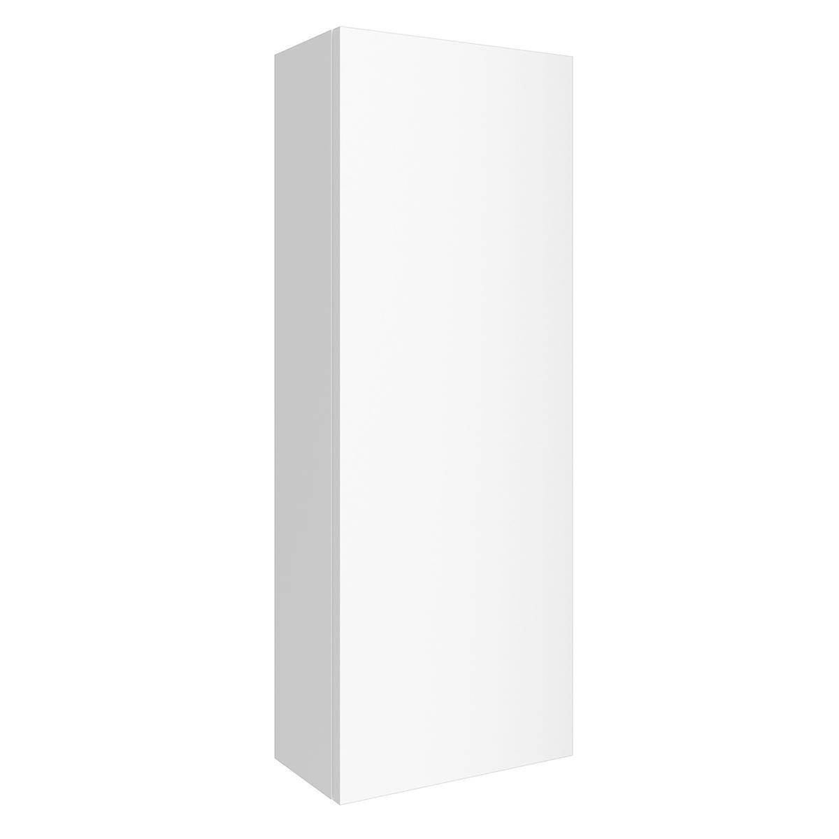 Hoher weißer rechteckiger 3D-Kasten oder Schrank, der vor einem einfachen Hintergrund in Perspektive gezeigt wird.
