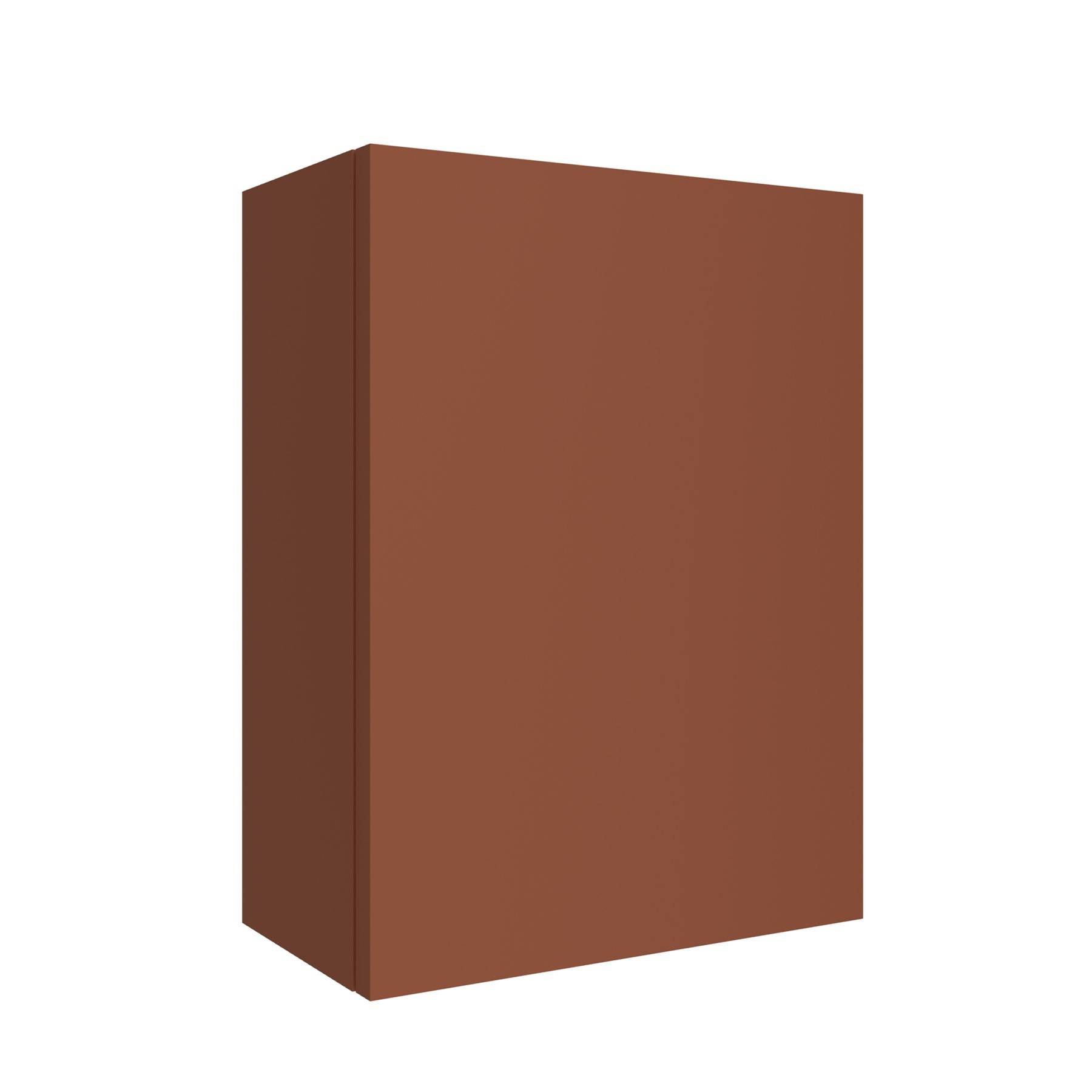 Eine schlichte, braune, rechteckige Schachtel mit einem einfachen Design, die aufrecht vor einem weißen Hintergrund steht.