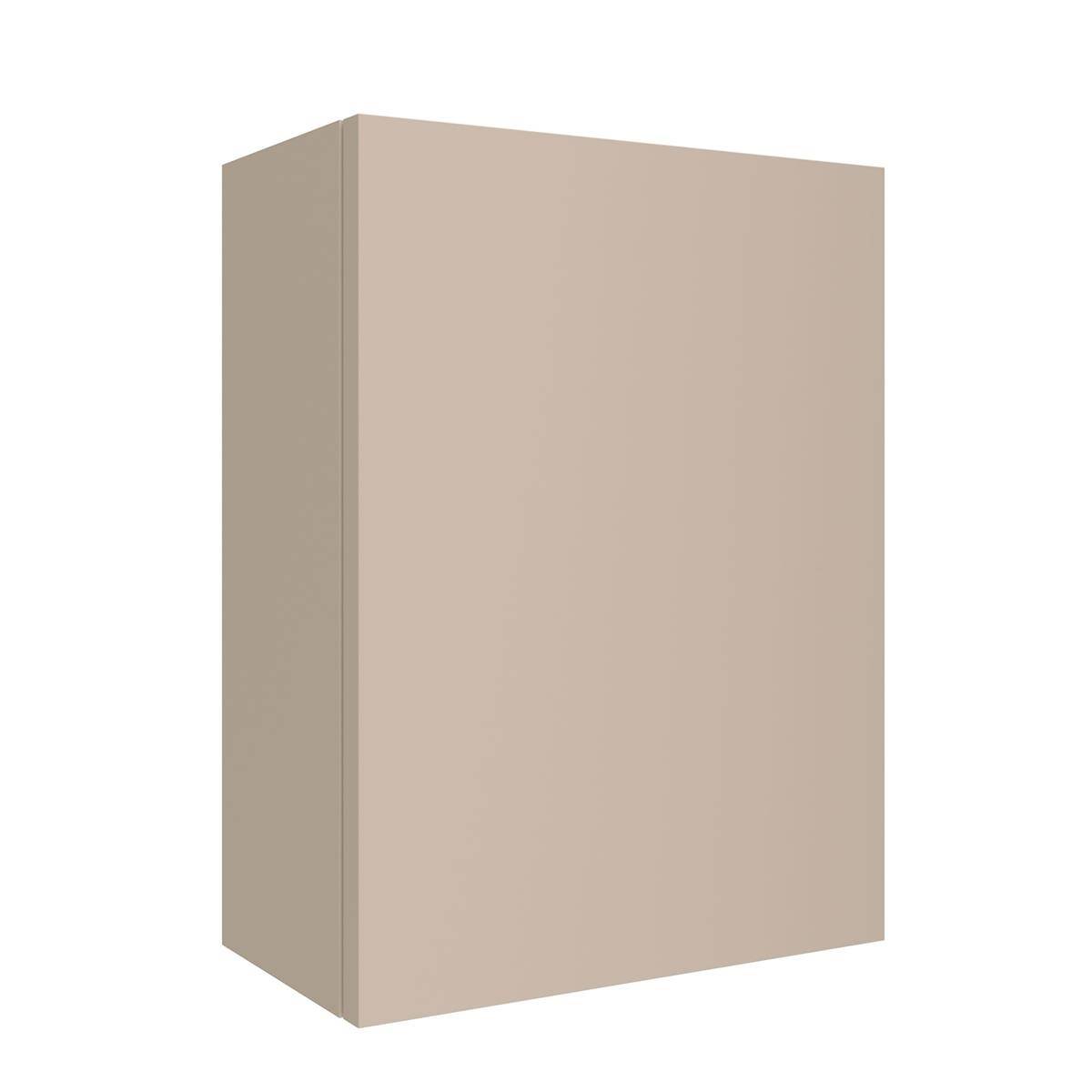 Einfache beigefarbene 3D-Box oder Verpackung auf weißem Hintergrund, in Perspektive dargestellt.