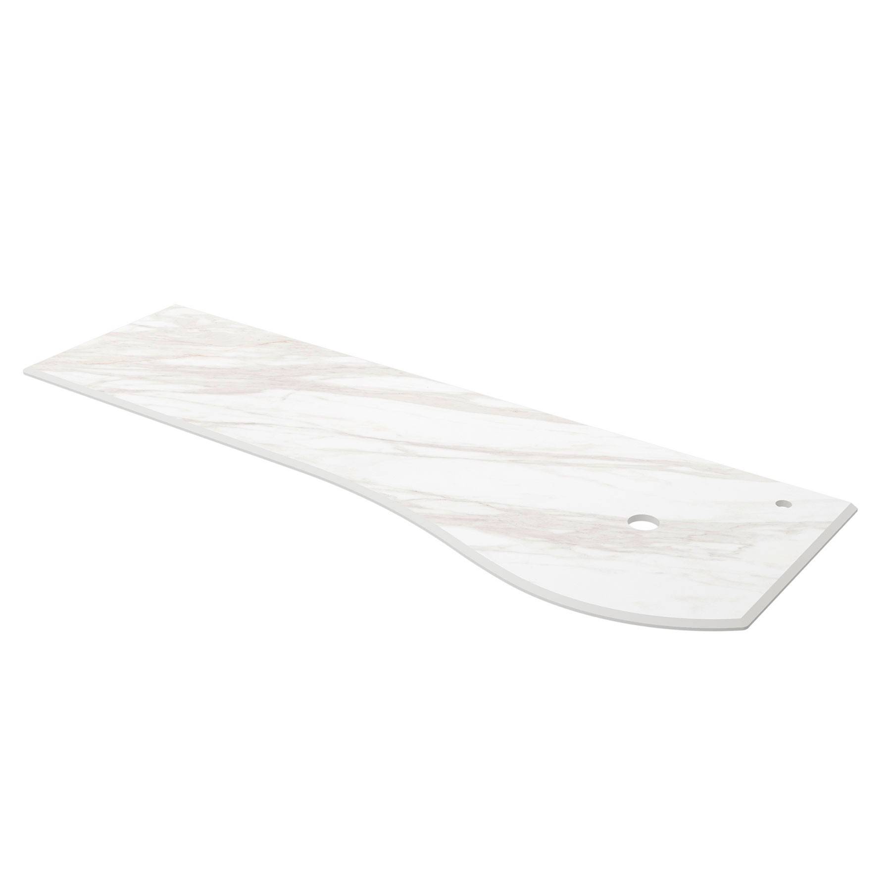 Waschtisch 'Vittoria White' mit einem Armaturenloch, ausgestattet mit einem eleganten, modernen Design und einer glatten, marmorartigen Oberfläche.