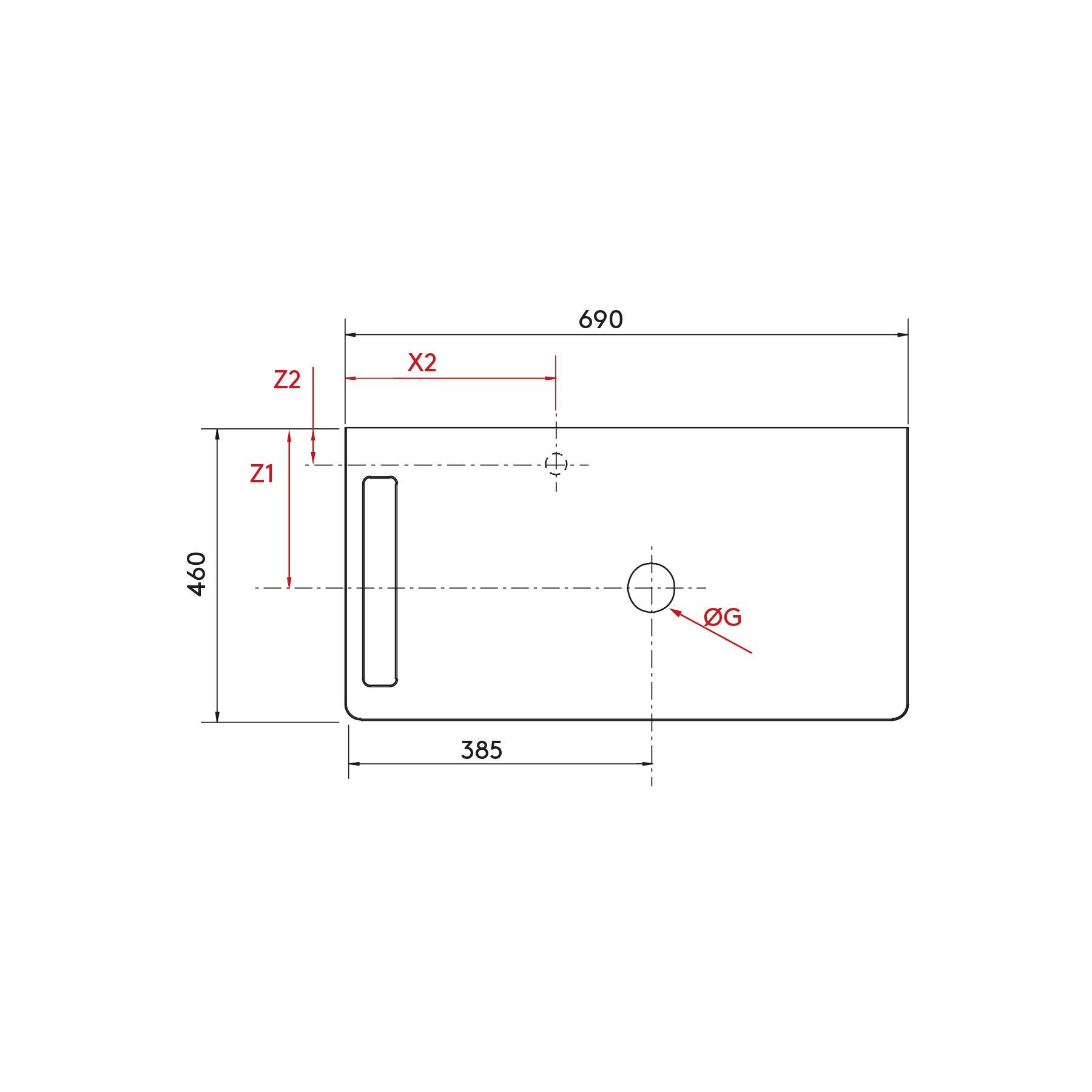 Salgar Waschtischplatten UNIIQ 690 für Waschschale optional mit Wasserhahn, Handtuchhalter optional WEIßER MARMOR 690 x 12 x 460 mm