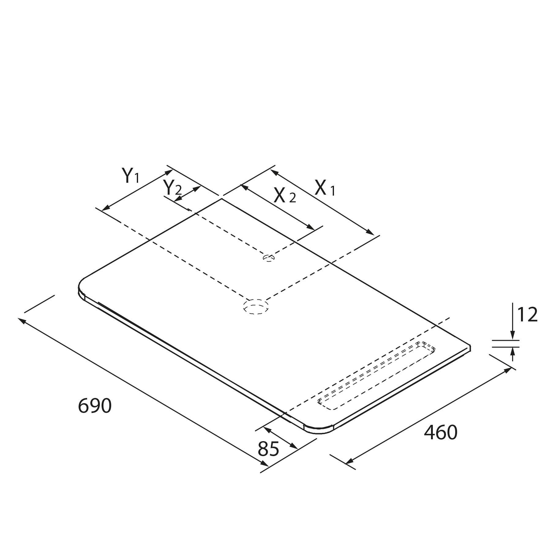Salgar Waschtischplatten UNIIQ 690 für Waschschale optional mit Wasserhahn, Handtuchhalter optional WEIßER MARMOR 690 x 12 x 460 mm