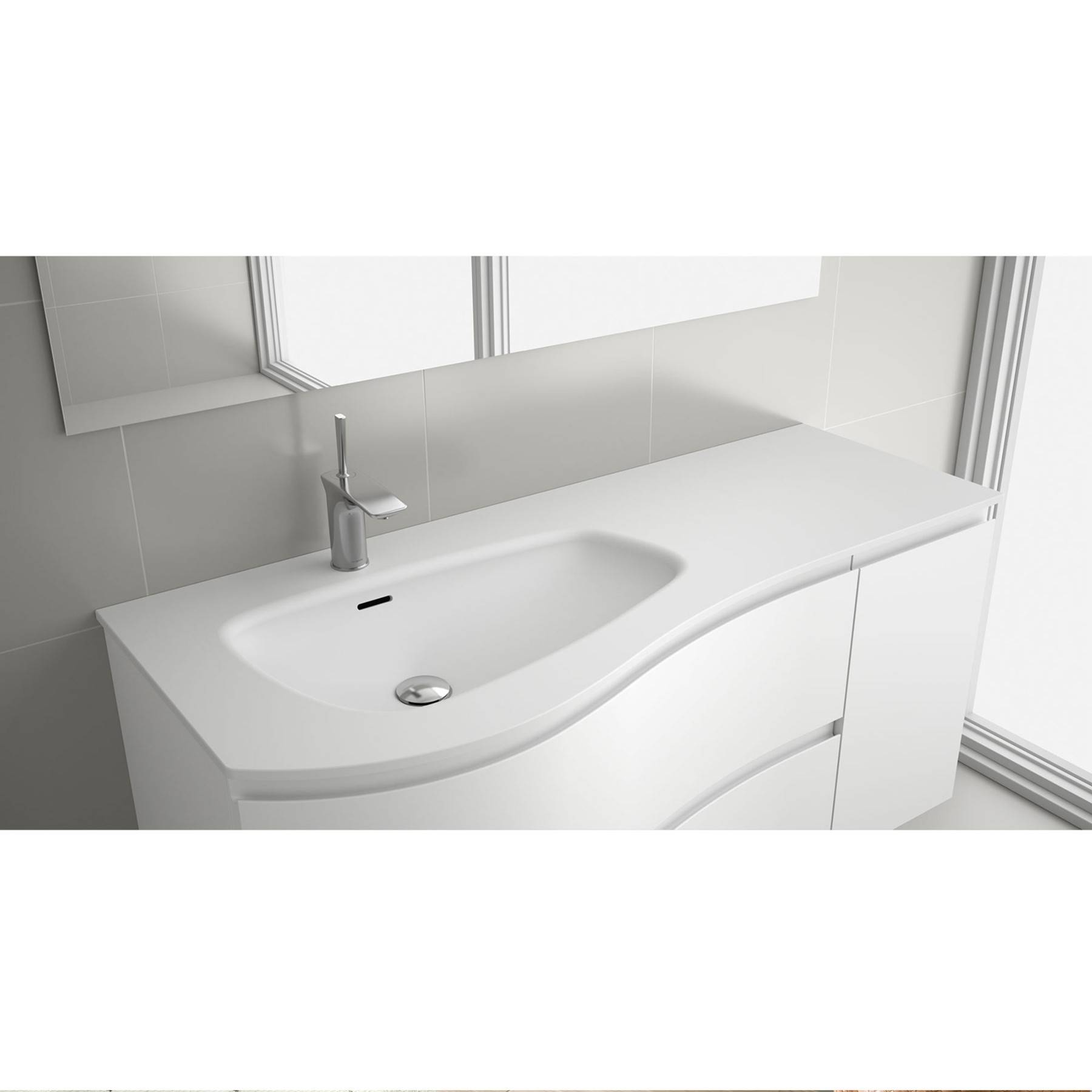 Salgar Waschtisch MAM 1200 rechts solid surface ohne Siphon und Clickerabfluss 1210 x 12 x 510 mm