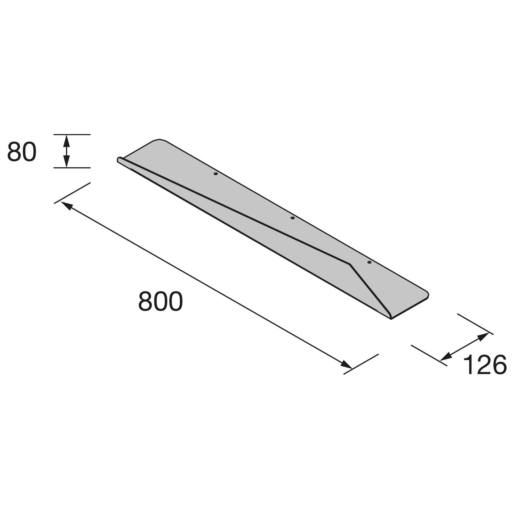 Salgar Abstellboard SUNRISE 800 MATT SCHWARZ 800 x 80 x 126 mm