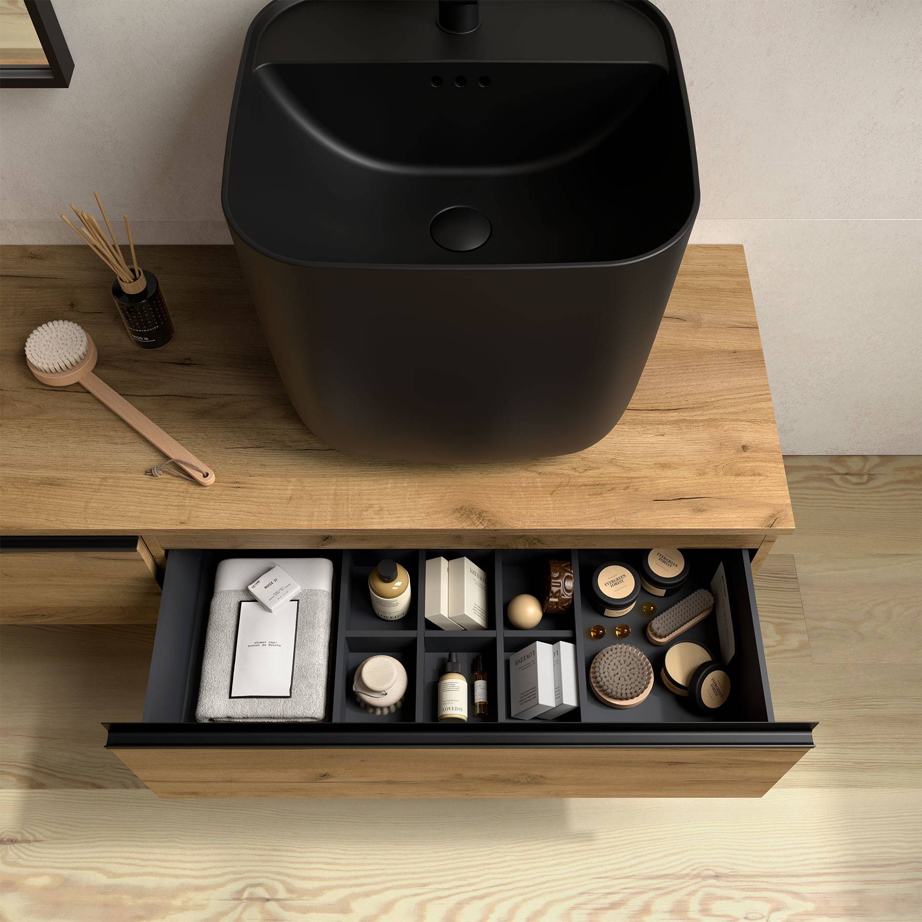 Salgar Waschbecken MONOLITH SQUARE MATT-SCHWARZ 400 x 420 x 400 mm