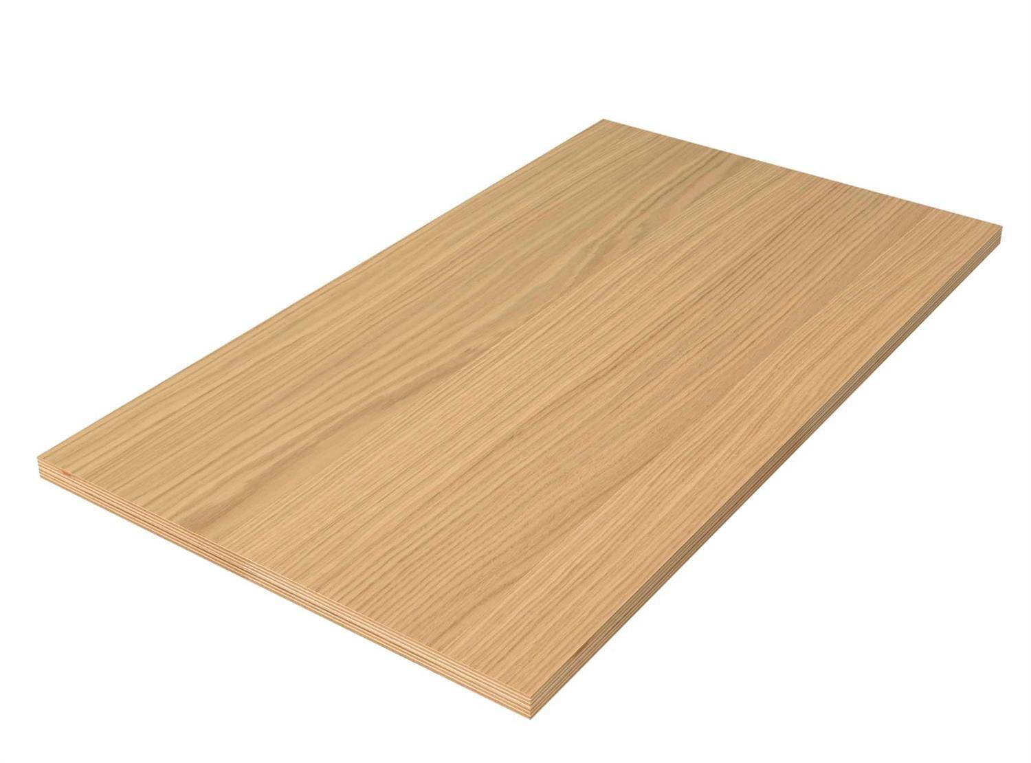 Eine rechteckige helle Holzplanke oder Tischplatte, dargestellt auf weißem Hintergrund.