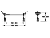 Einstellbare Montagemaße: Breite 180-550 mm, Tiefe 450-560 mm. Höhe 135 mm.' Diagramm zeigt Seiten- und Draufsicht mit Maßangaben.