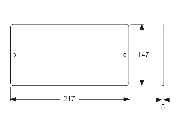 Rechteckdiagramm mit Abmessungen. Höhe: 147, Breite: 217. Diagramm könnte Teil eines technischen Dokuments oder Konstruktionsplans sein.