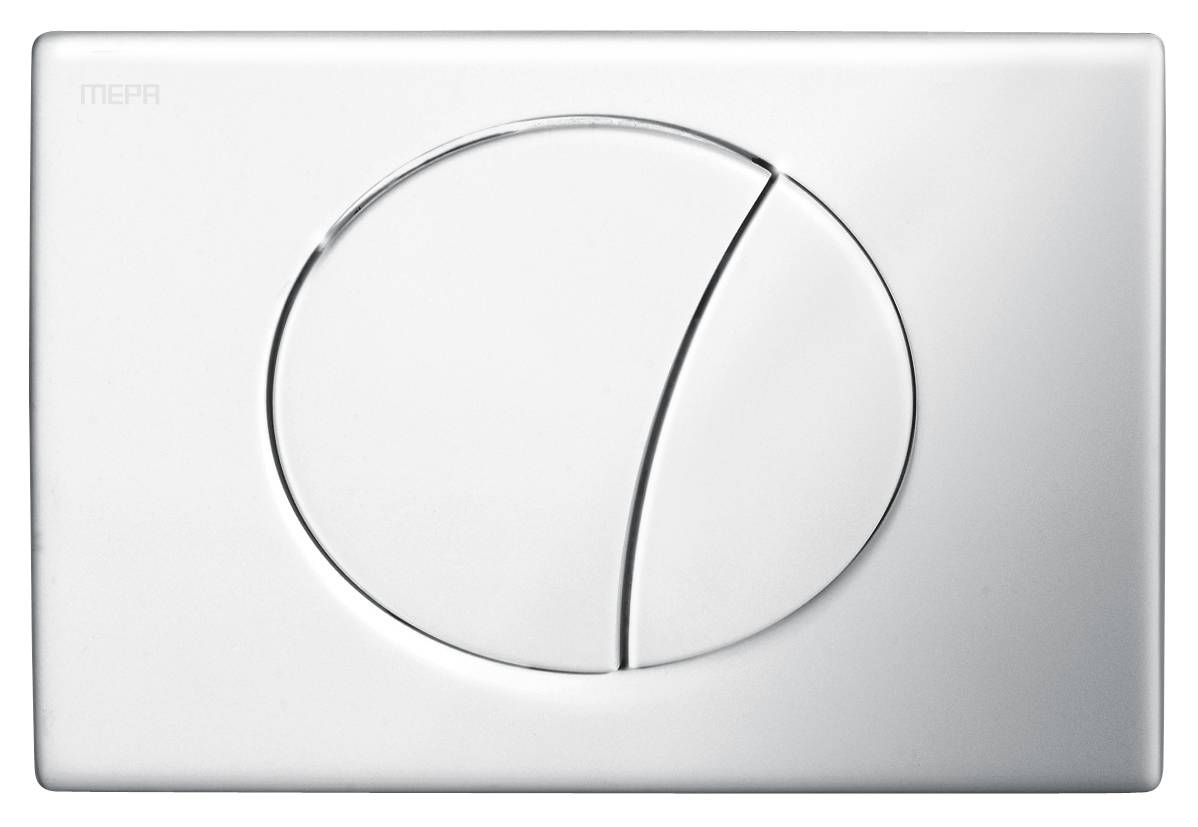 Nahaufnahme eines Dual-Flush-Toilettenknopfes mit einem großen und einem kleinen Knopf für wassersparende Funktionalität.