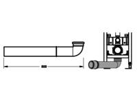 Technische Zeichnung zeigt eine Seitenansicht eines Rohrleitungssystems mit einer 600 mm Markierung zur Angabe der Rohrlänge.