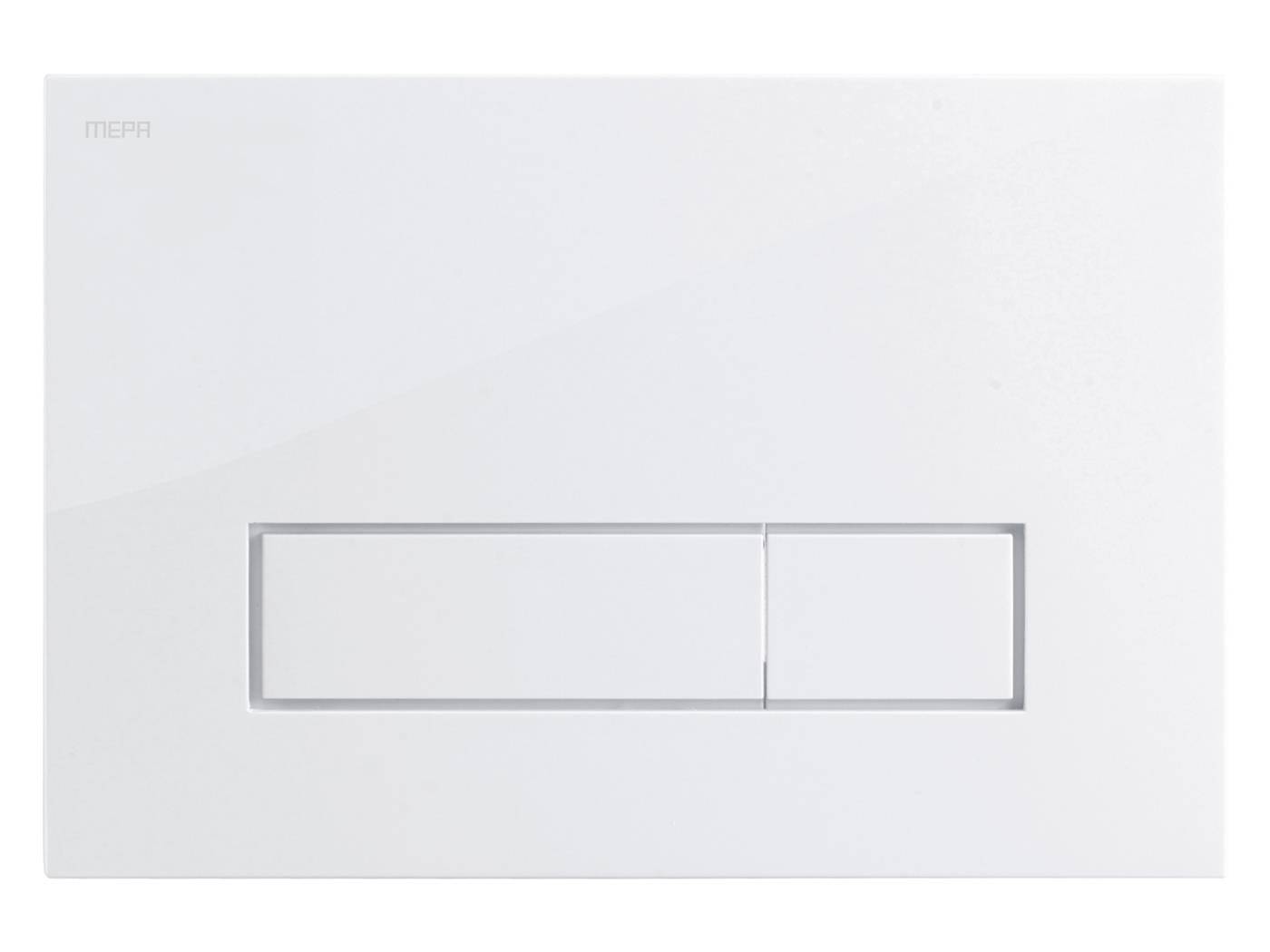 Weiße, wandmontierte Unterputz-Lichtschaltertafel mit zwei rechteckigen Wippschaltern in minimalistischem Design.