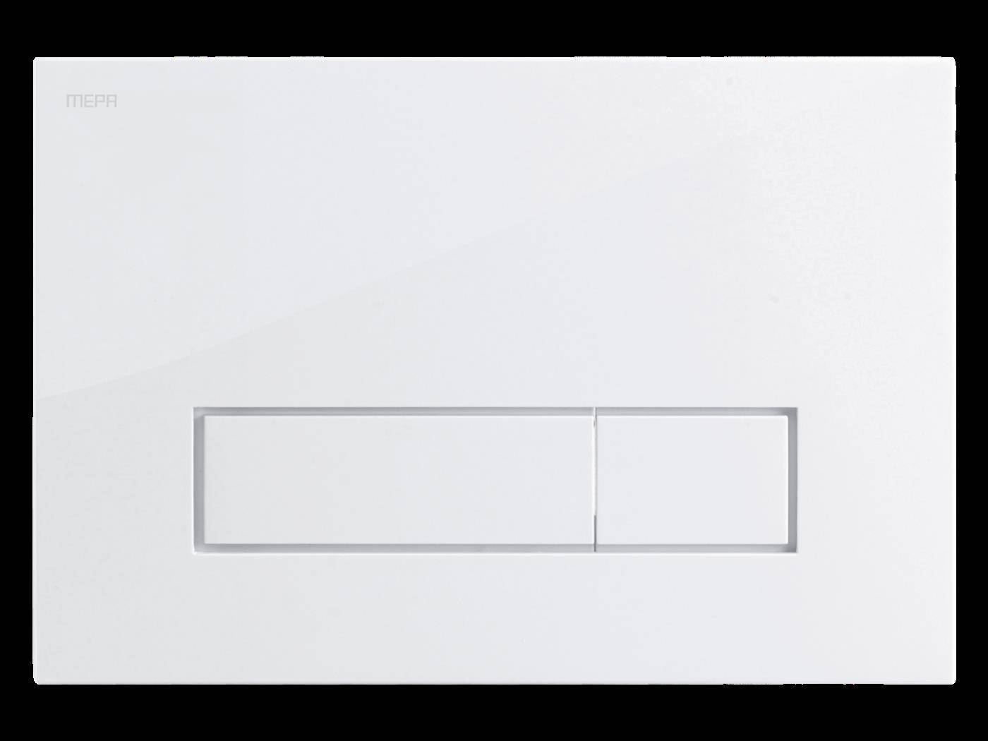 Ein weißes rechteckiges Wandschalter-Panel mit zwei nebeneinander liegenden Wippschaltern, einem größeren und einem kleineren, zentriert auf der Platte.