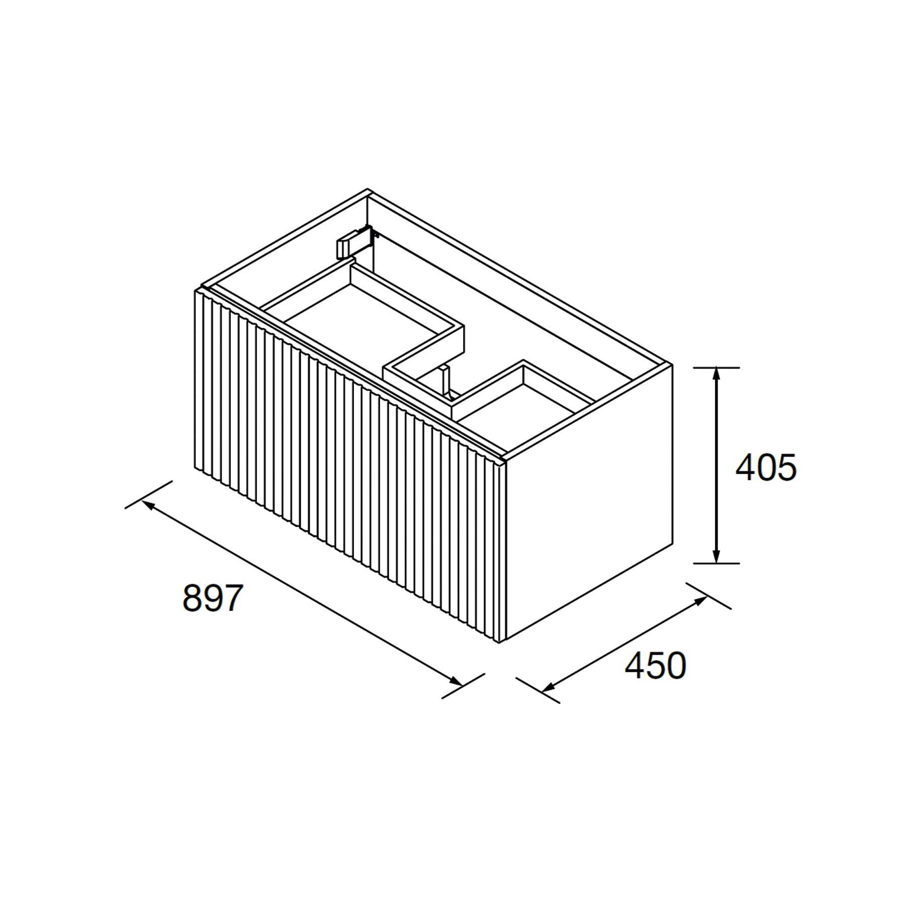 Salgar Schrank wandhängend BIBA 900 1 Metallschublade und versteckter Schublade NATURE 897 x 405 x 450 mm