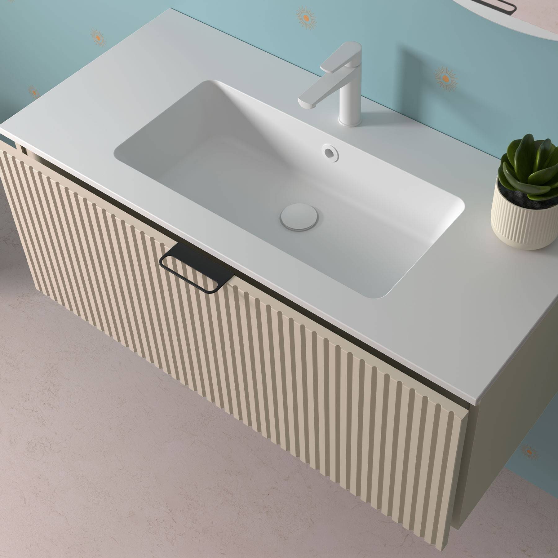 Salgar Badezimmermöbel BIBA 1000 2 Metallschubladen mit Soft-Close NATURAL 989 x 540 x 450 mm