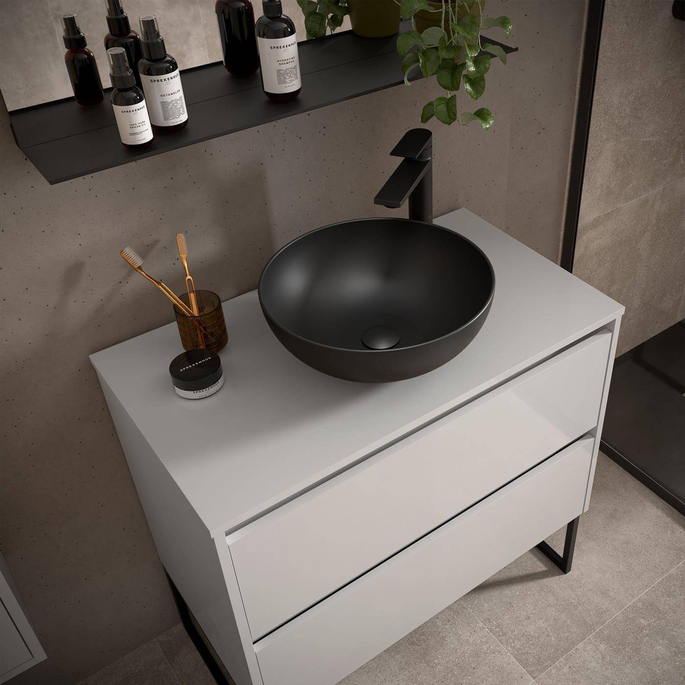 Badezimmermöbel BALTIC 900 2 Schubladen WHITE GLOSS + Waschtisch-Platte