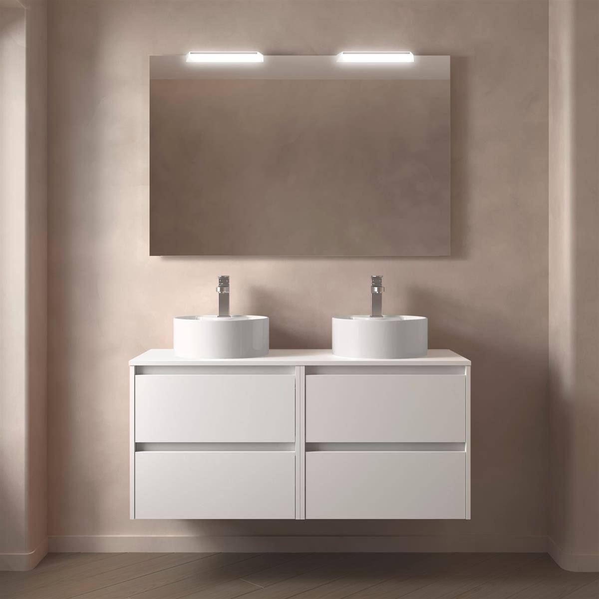 Badezimmermöbel BALTIC 1200 4 Schubladen WHITE SATIN + Waschtisch-Platte
