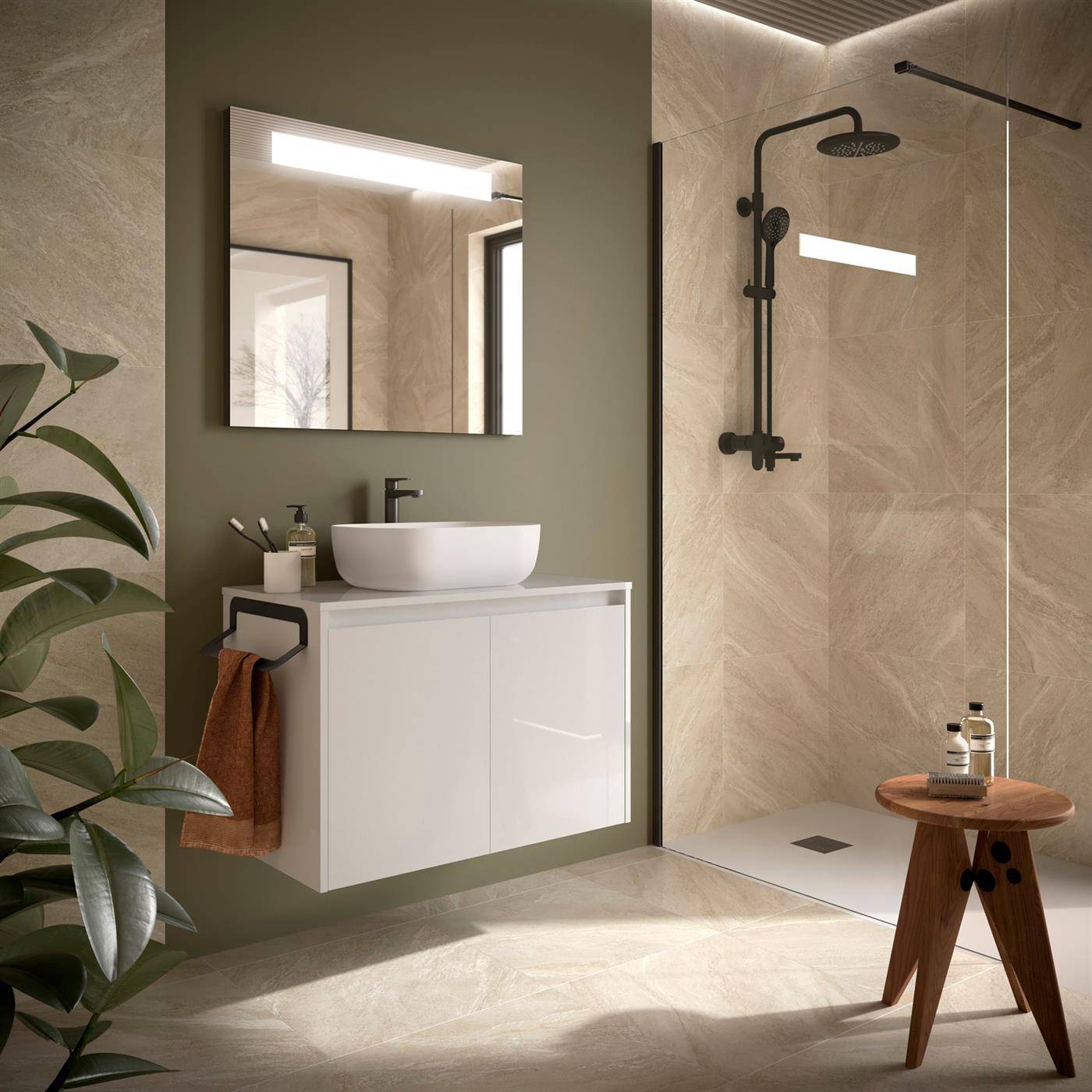 Badezimmermöbel BALTIC 800 2 Türen WHITE GLOSS + Waschtisch-Platte