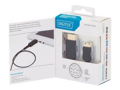 DIGITUS HDMI Anschlusskabel, C-A, HighFlex St/St, 2.0m, sw Multimedia-Technik HDMI-Kabel