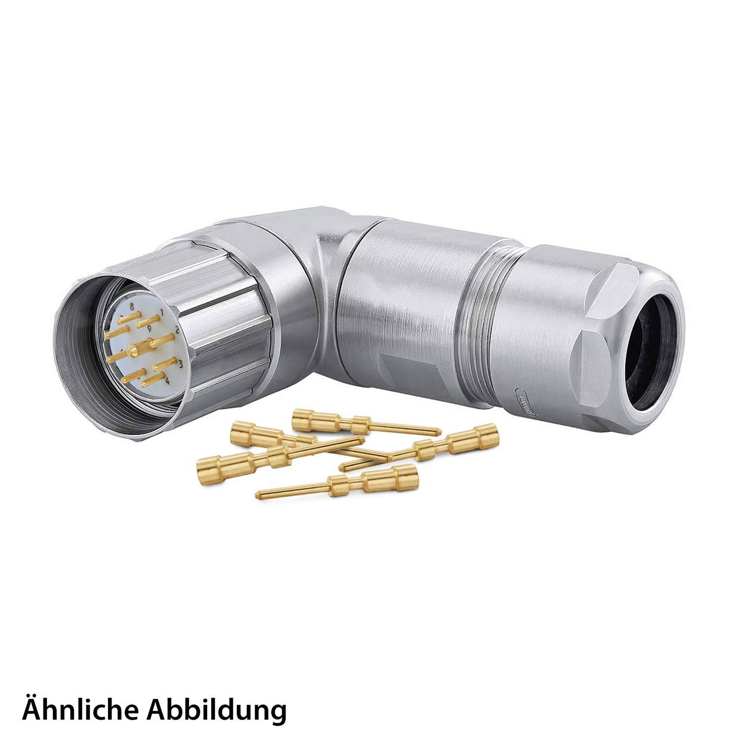 799912778K HUMMEL SET inkl. Kontakte M23 Signal Kabelsteckverbinder EMV Crimpeinsatz gewinkelt Polzahl 12-pol., Stift